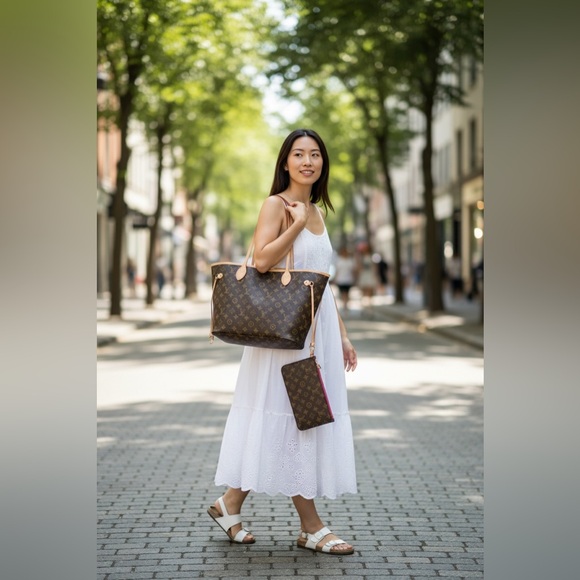 NWOT Louis Vuitton Neverfull MM Monogram with Pink interior - Picture 2 of 3